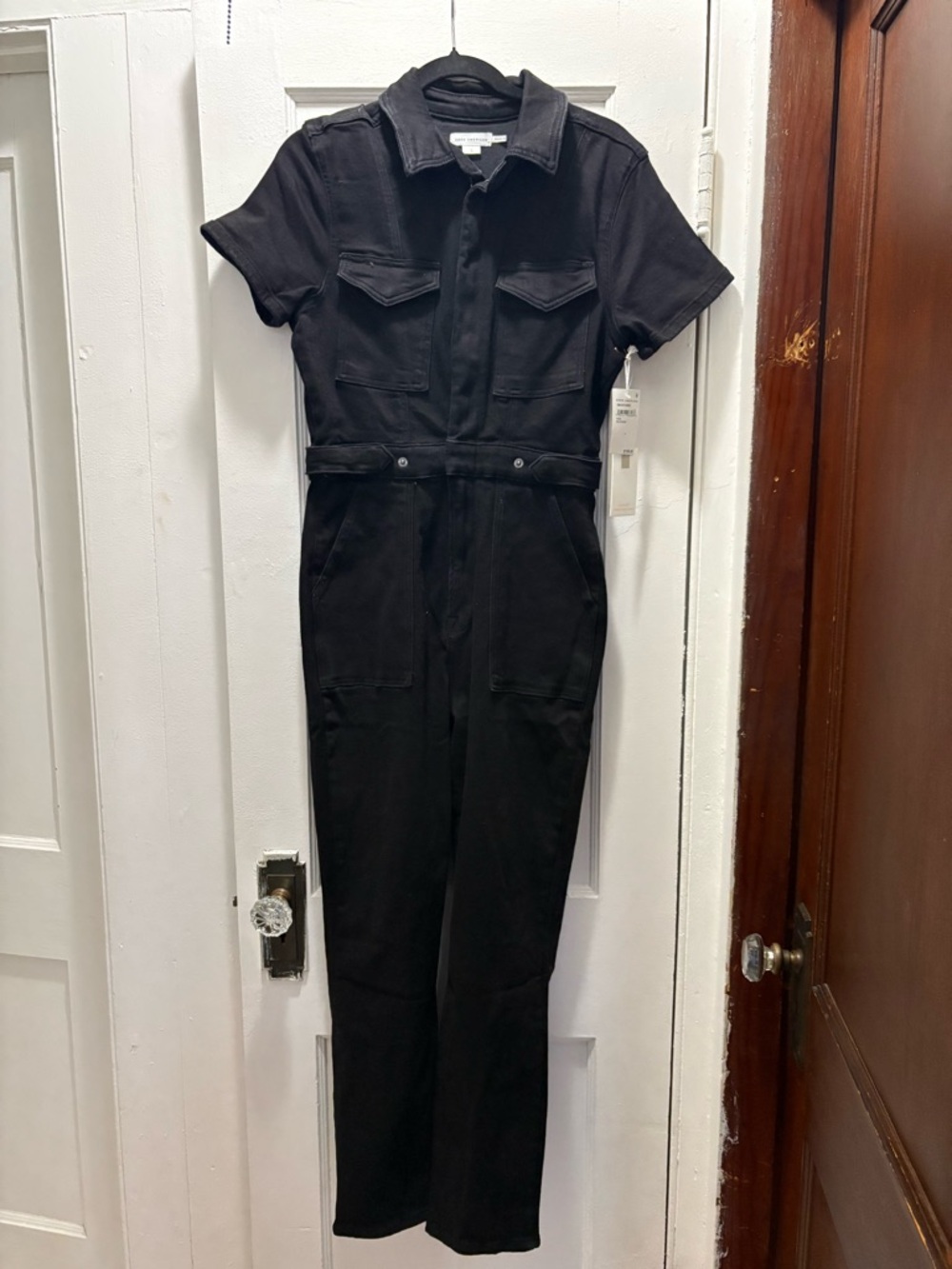 Good American Black Short-Sleeve Utility Jumpsuit